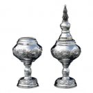 Silver Havdalah Spice Holder with Ovals and Flowers