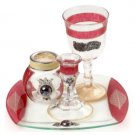 Glass Havdalah Set with Large Leaves and Medallions