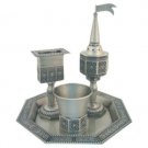 Four piece Havdalah set in pewter with filigrees