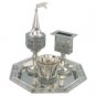 High polished silver Havdallah set with flower etchings