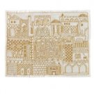 Yair Emanuel Hand Embroidered Challah Cover with Jerusalem City Vistas Design In Gold