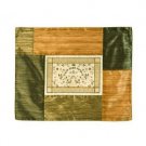 Yair Emanuel Embroidered Challah Cover in Gold and Green with Two Birds