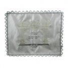 45x55cm Challah Cover with Ornate Gateway and Silver Lace in White Satin