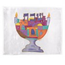 Yair Emanuel Painted Silk Challah Cover with Menorah Silhouette--Multi-Color