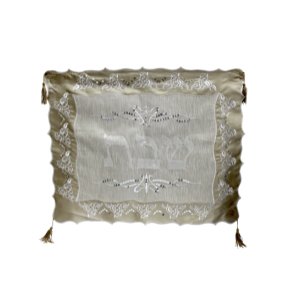Medium-Sized Challah Cover with Champagne Colored Border and Sequins