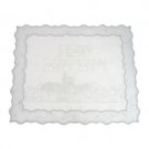 55cm Challah Cover with Jerusalem and Shabbat Shalom in White Satin