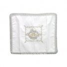 40x48cm Challah Cover with Silver and Gold Jerusalem in White Satin