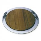 Round Challah Board with Sterling Silver Challah and Wheat Motif
