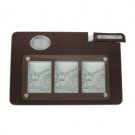 40x23 Centimeter Pewter and Mahogany Challah Tray with an Engraved Scene