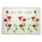 28x35cm Challah Tray with Pomegranates in Reinforced White Glass