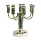 8 Branch Sterling Silver Shabbat Candelabra in Floral Design