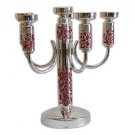 Sterling Silver 6 Branch Red Candelabra in Floral Design