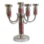 Sterling Silver 6 Branch Red Candelabra in Floral Design