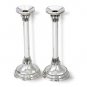 Sterling Silver Shabbat Candlesticks with Drop Shape Ornaments