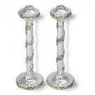 Sterling Silver Shabbat Candlesticks with Cast Leaf Design