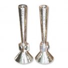 Shabbat Candlesticks in Hammered Silver with Square Stone Design