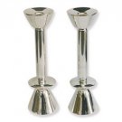 Sterling Silver Shabbat Candlesticks with Inserted Discs