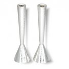 Tall Shabbat Candlesticks in Hammered Silver
