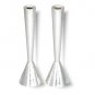 Tall Shabbat Candlesticks in Hammered Silver