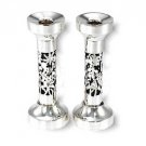 Sterling Silver Shabbat Candlesticks with Cut Out Floral Design