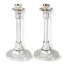 Sterling Silver Shabbat Candlesticks with Pearl Ornament Border (Tall)