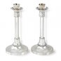 Sterling Silver Shabbat Candlesticks with Pearl Ornament Border (Tall)