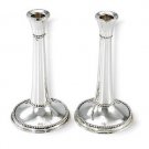 Sterling Silver Tall Shabbat Candlesticks with Peal Design