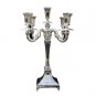 Silver Shabbat Candelabra with Pentagon Shapes and 9 S Shape Branches
