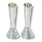 Shabbat Candlesticks in Hammered Sterling Silver