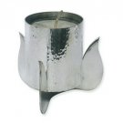 Sterling Silver Yizkor Candleholder with Hammered Pattern and Flames