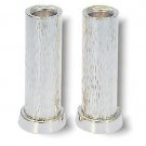 Sterling Silver Shabbat Candlesticks in Hammered Design (Wide)