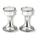 Sterling Silver Shabbat Candlesticks with Rows of Pearls