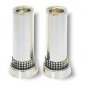 Sterling Silver Shabbat Candlesticks with Triple Pearl Border