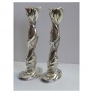 Sterling Silver Shabbat Candlesticks with Leaves and Swirls