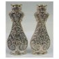 Sterling Silver Shabbat Candlesticks with Grapes and Vines