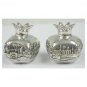 Sterling Silver Shabbat Candlesticks with Large Pomegranates and Jerusalem
