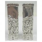 Sterling Silver Shabbat Candlestick Set with Tower of David and Jerusalem