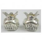 Sterling Silver Shabbat Candlestick Set with Pomegranates and Jerusalem