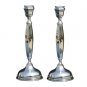Silver Shabbat Candlesticks with Polygon Stem and Rounded Base