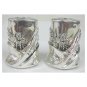Sterling Silver Shabbat Candlesticks with Scrolls and Jerusalem