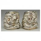 Sterling Silver Shabbat Candlesticks with Inscribed Stripes