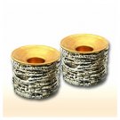Sterling Silver Shabbat Candlesticks with Crepe Layering
