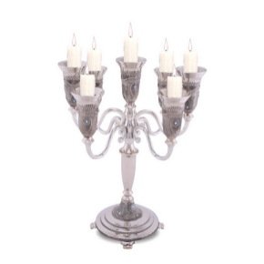 27 cm Nickel Candlesticks with Checkered Pattern