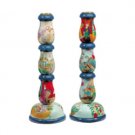 Yair Emanuel Wood Shabbat Candlesticks with Figures