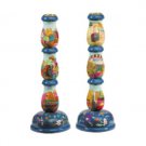 Yair Emanuel Large Shabbat Candlesticks with Jerusalem Depictions