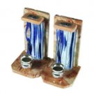 12 cm Blue Glass Stone Candlesticks