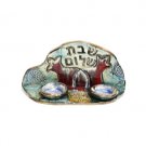 Ceramic Shabbat Shalom Candlesticks