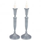 32cm Traditional Pewter Candlesticks with Jerusalem and Diamonds