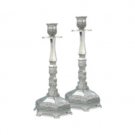 Pair of Jerusalem Candlesticks in Pewter