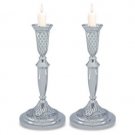24 Centimeter Nickel Candlesticks with Diamond Shapes and Jerusalem